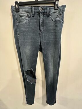 rag & bone Distressed Skinny Jeans - Faded Blue
